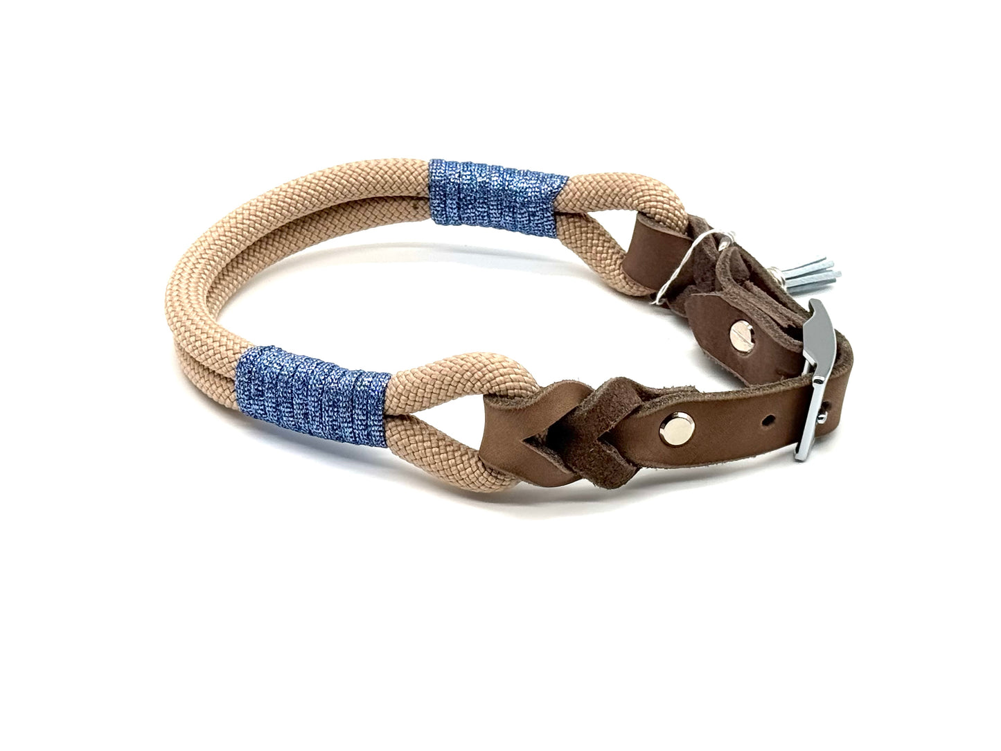 Tau und Leder Halsband Eisblauglitzer